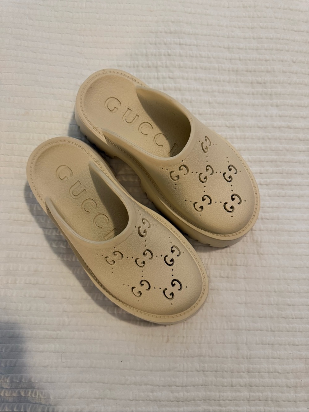 Gucci Beige Perforated Logo Clog GUC 0771
